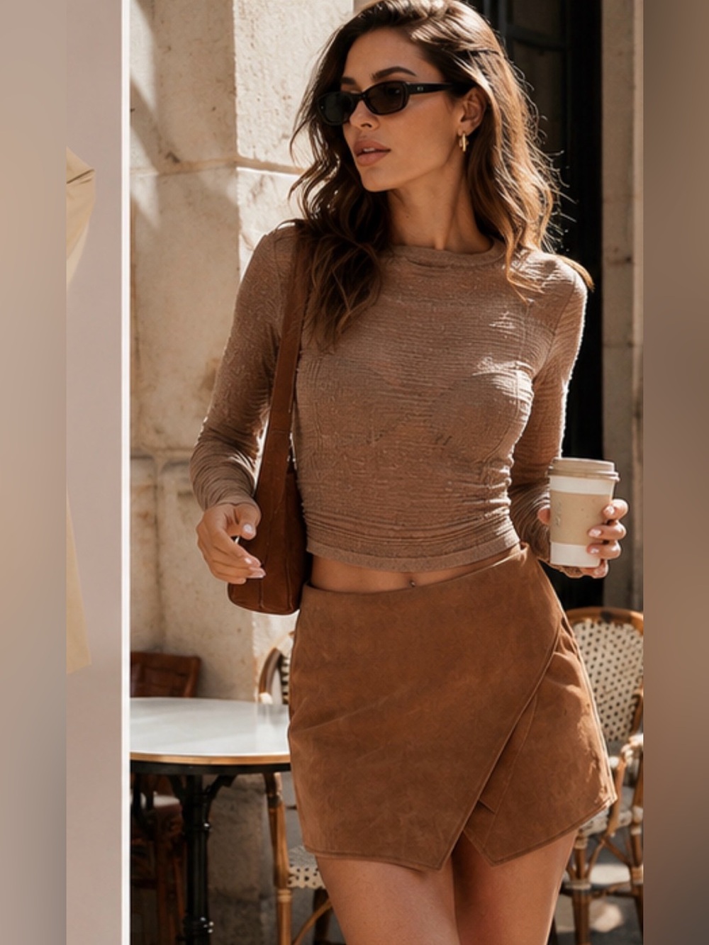 Veronica Suede Skort - Mocha